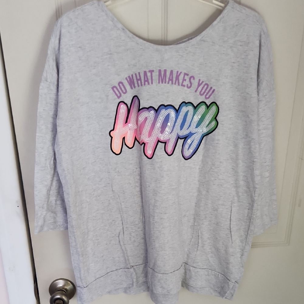 Justice Heather Gray Sweatshirt with Rainbow Graphic